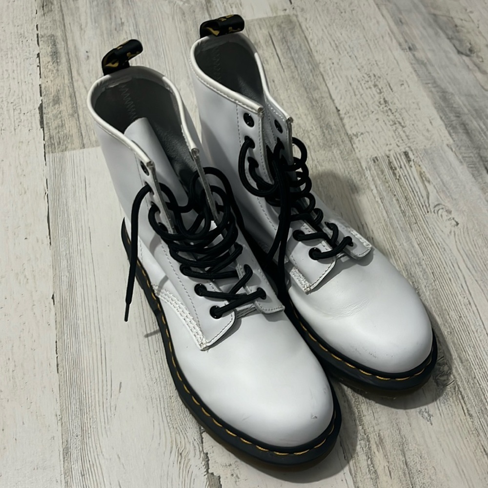 Dr. Martens White Combat Boots Size 8